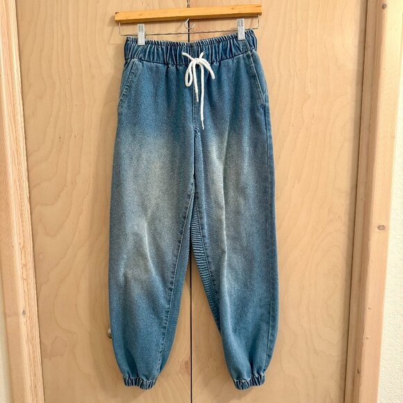Forever 21 Denim - Forever 21 Drawstring Elastic Waistband Denim Joggers for Women (XS)